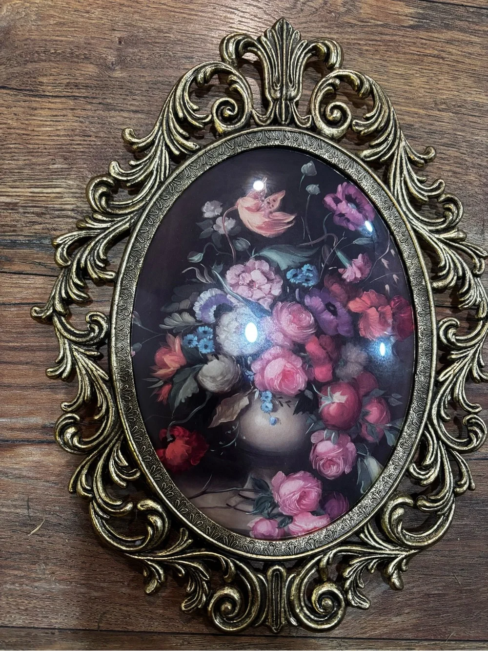 2- Ornate Gold Oval Floral Wall Plaque Pair - Vintage-Style Home Accents